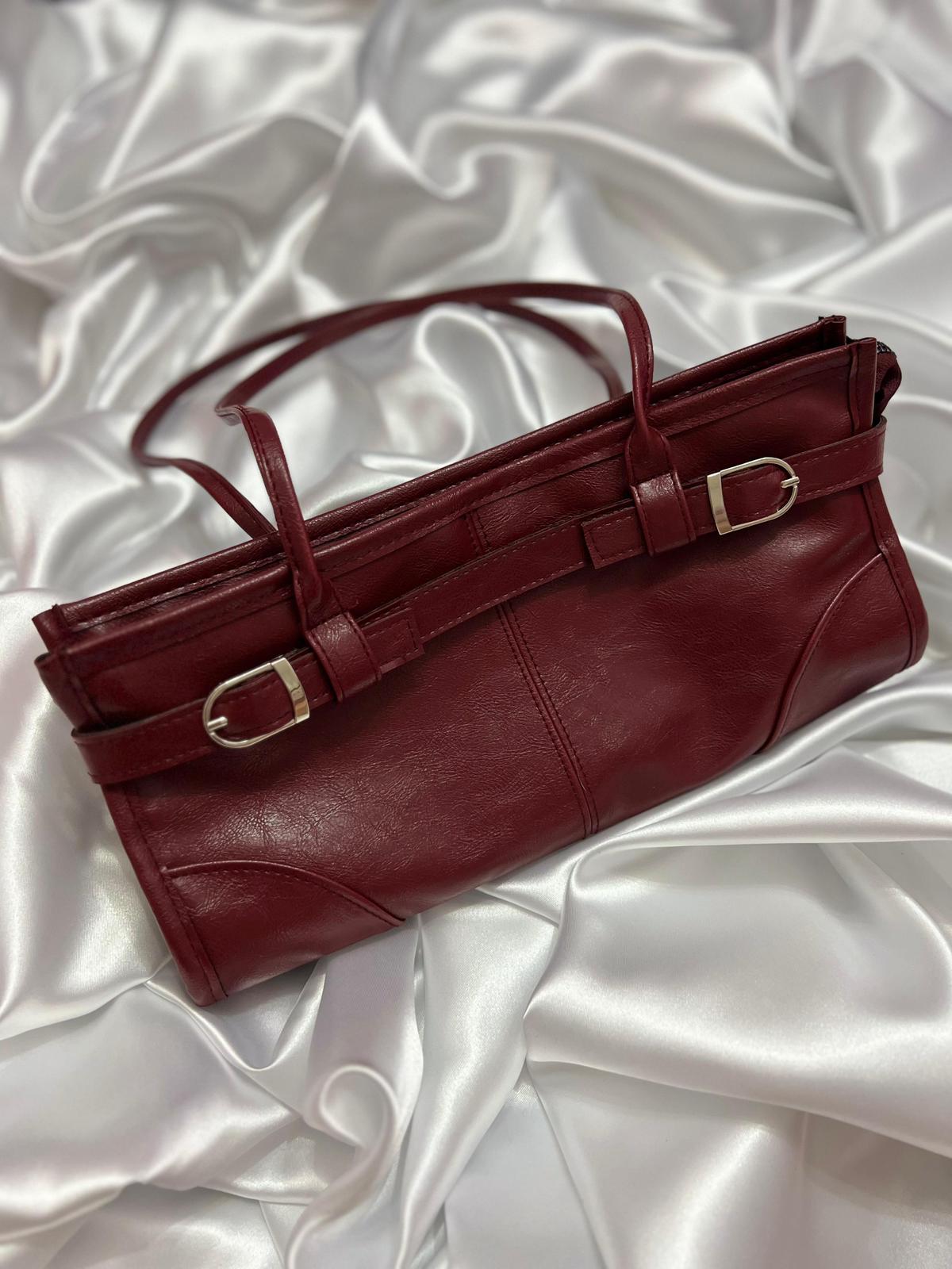 Vintage Baget Çanta Bordo